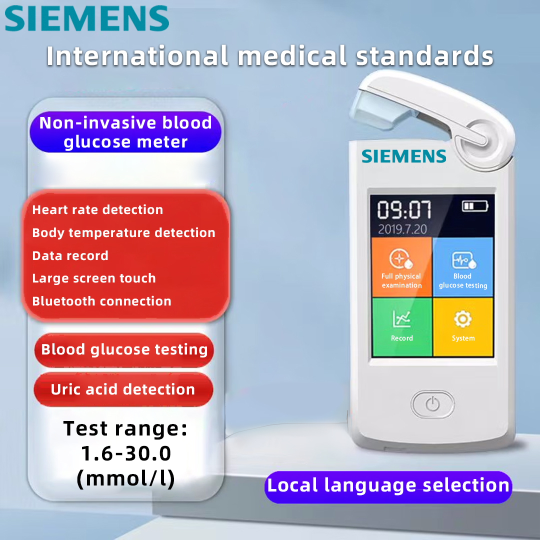 Seleção portuguesa, teste de glicemia, teste de ácido úrico, deteção de ritmo cardíaco, deteção de temperatura corporal, gravação de dados, ecrã táctil de grandes dimensões, ligação Bluetooth