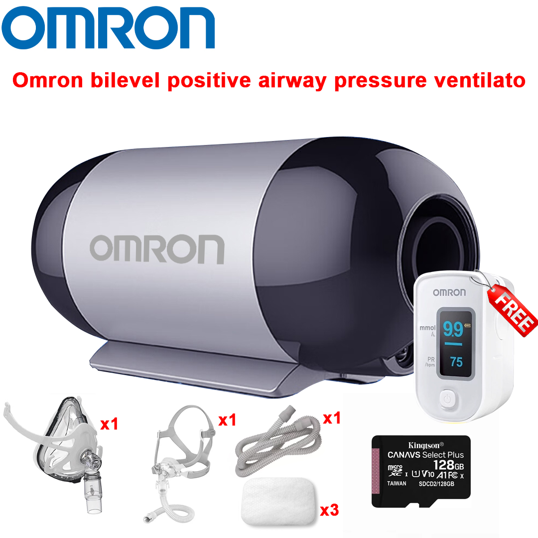 Ventilatore Omron completamente automatico a pressione positiva a due stadi delle vie aeree, batteria al litio integrata da 8 ore, cavo di alimentazione*1, maschera orale e nasale*1, maschera nasale*1, filtro in cotone*3, tubo di respirazione*1, scheda di memoria da 128G (registrazione dati di tracciamento)*1, custodia*1, promemoria di bassa pressione dell'aria/perdite d'aria, produzione di ossigeno ad alto flusso 90% 6 l/min, umidificatore integrato, Ottieni [Misuratore di glucosio nel sangue non invasivo Omron] quando ordini